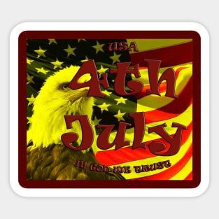 4th of July celebration retro bald eagle flag design Sticker